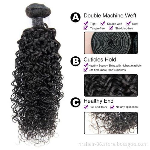 Brazilian Water Wave Human Hair Bundles With Closure Peruvian Wet and Wavy Hair 4 Bundles Human hair